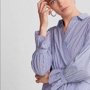 Express shirt dress cotton wrap tie waist cotton